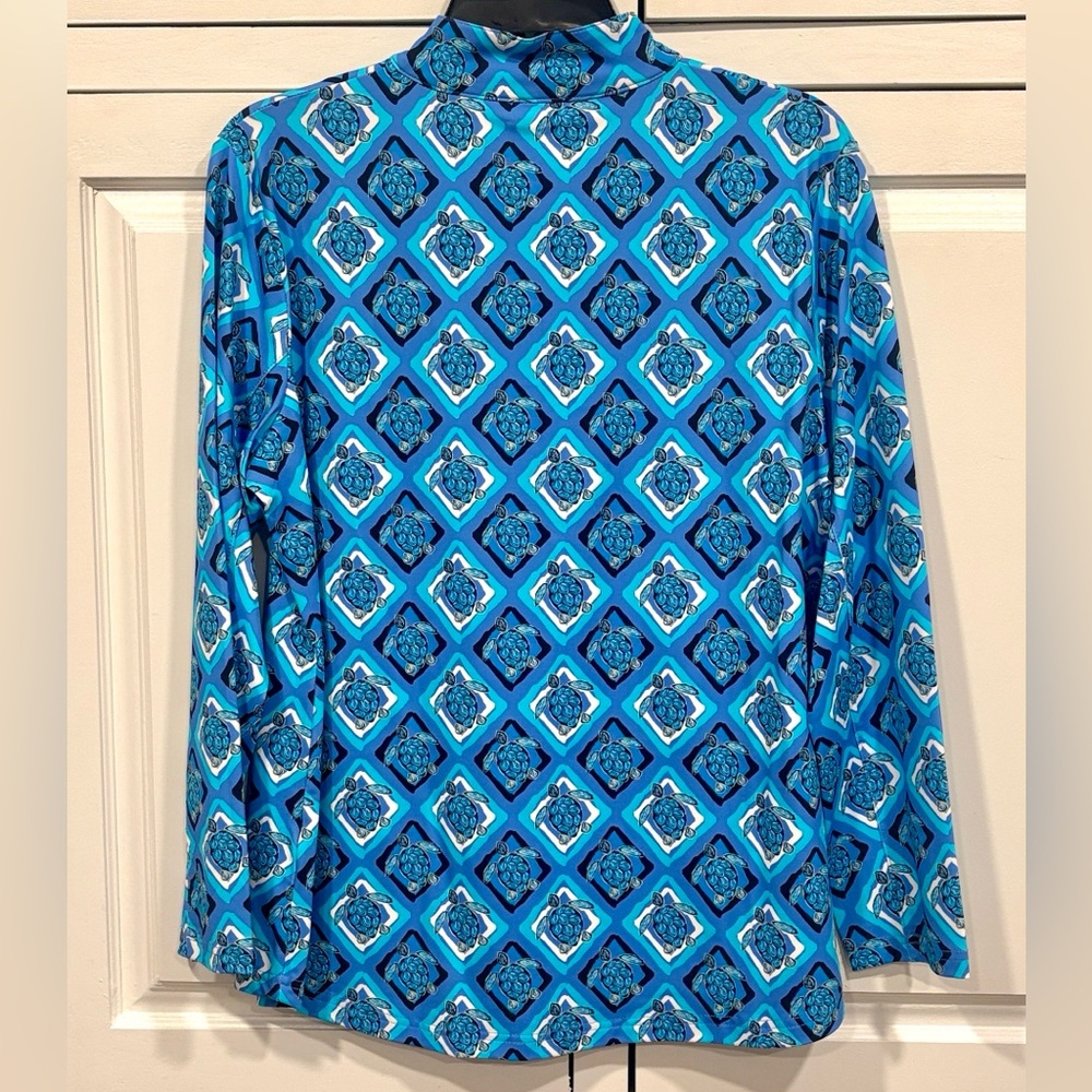 NWOT Lulu-B Blue Turtle Pattern Quarter Zip - Picture 4 of 5